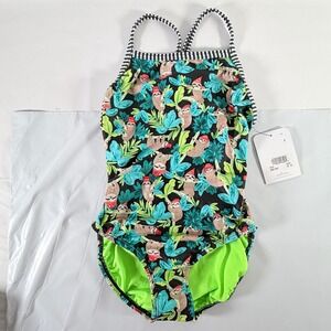 Dolfin Uglies Women's 32 Small V-Back One Piece Swimsuit Hang Tight Sloth Print